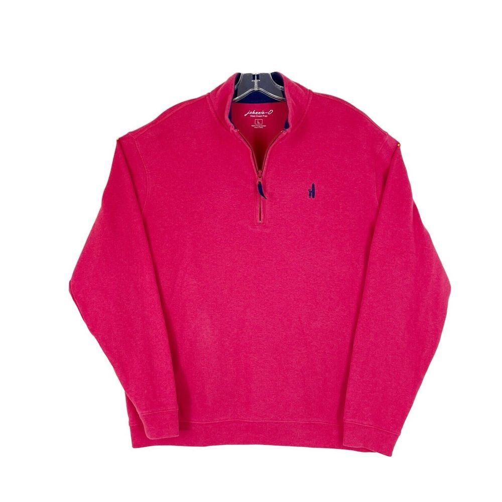 JOHNNIE-O Mens Heather Red Quarter Zip Golf Pullover Sweatshirt Sz Large Sweater